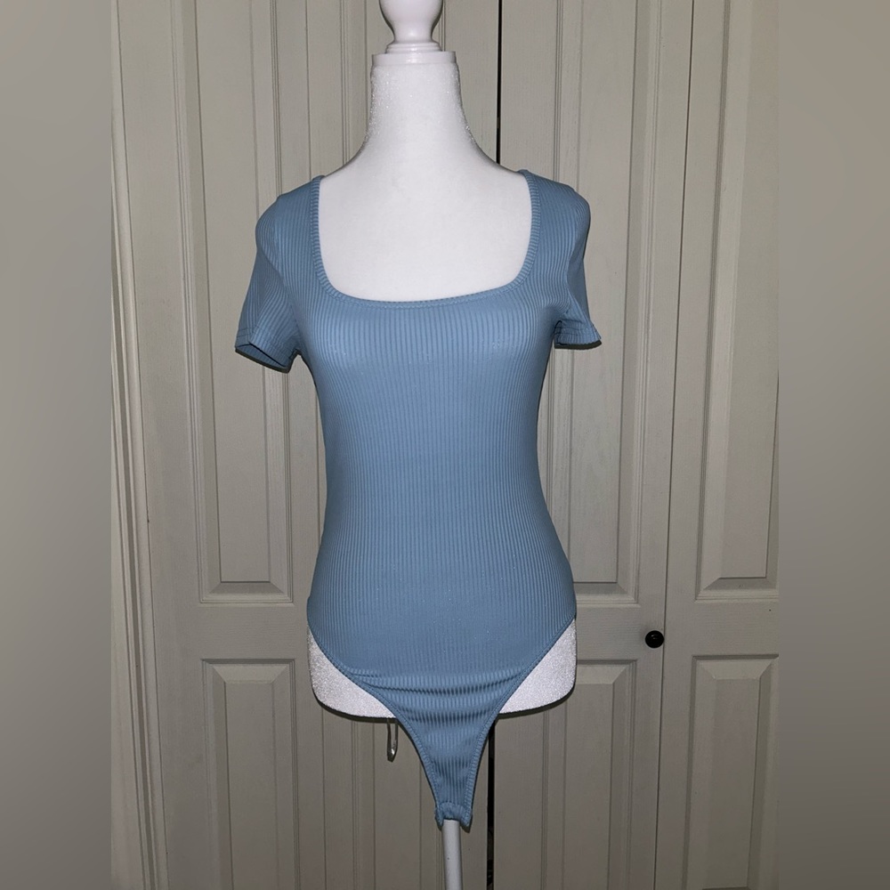 Dusty blue short sleeve bodysuit
